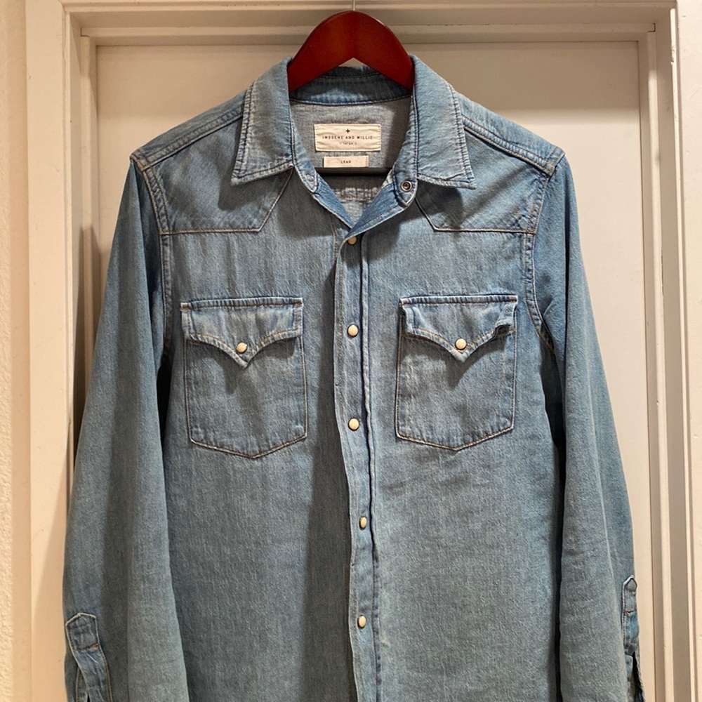 Washed Pearl Snap Denim Button-up